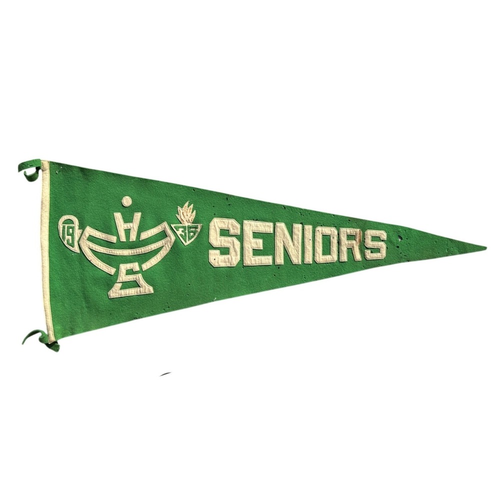 Vintage 1936 Seniors Green Felt Pennant Schloss Mfg Co Athens Ohio 30 Inch